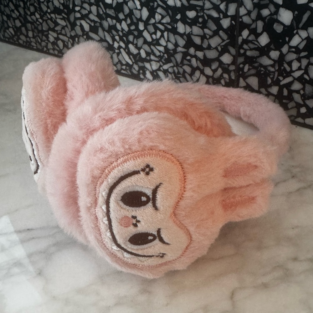 Labubu Theme Kids Adults Pink Faux Fur Earmuffs New without Tags